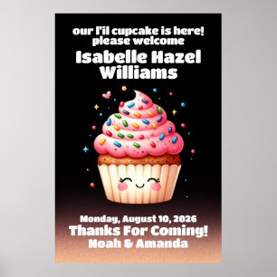 Póster Bienvenidos a Baby Shower a Cupcake Cute L'il