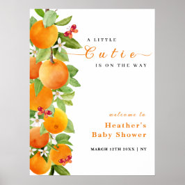 Póster Bienvenidos a Baby Shower a Cutie Citrus Naranja C