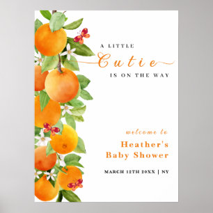 Póster Bienvenidos a Baby Shower a Cutie Citrus Naranja C