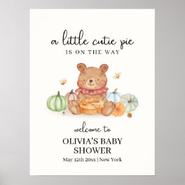 Póster Bienvenidos a Baby Shower a Cutie Pumpkin Pie Tedd