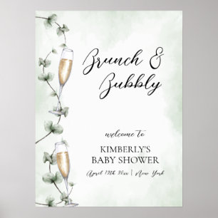 Póster Bienvenidos a Baby Shower a Eucalyptus Brunch Cham