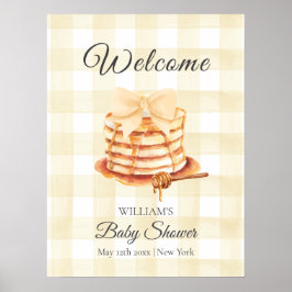 Póster Bienvenidos a Baby Shower a Gingham Bow Pancake Br