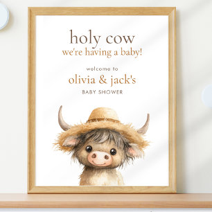 Póster Bienvenidos a Baby Shower a Highland Holy Cow