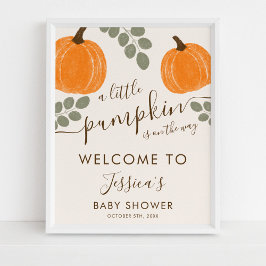 Póster Bienvenidos a Baby Shower a la Calabaza Cuta Eucal
