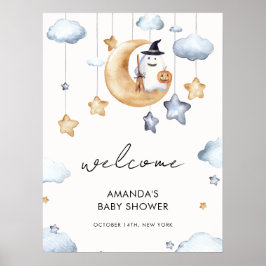 Póster Bienvenidos a Baby Shower A Little Boo Moon Stars