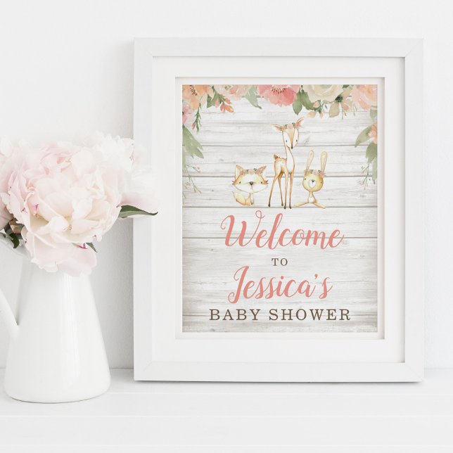 Póster Bienvenidos a Baby Shower a los animales rústicos  (Subido por el creador)