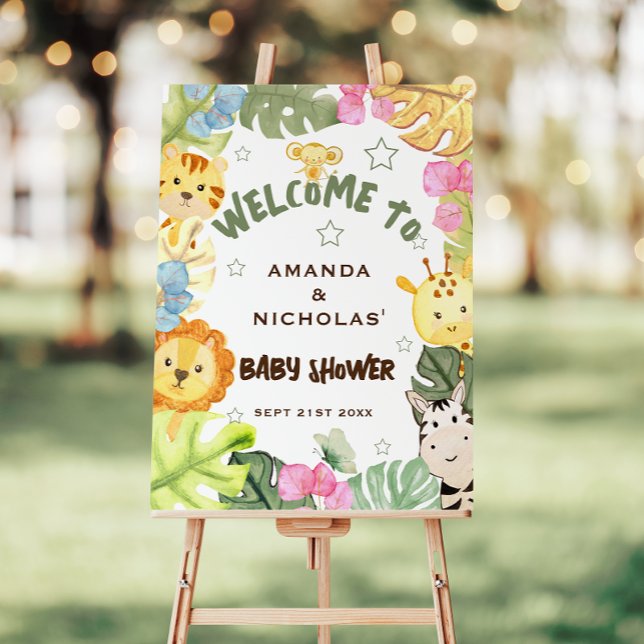 Póster Bienvenidos a Baby Shower a los animales salvajes  (Subido por el creador)