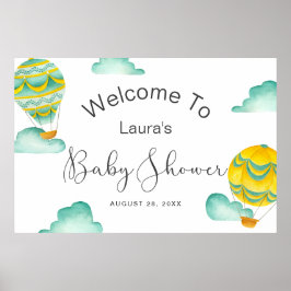 Póster Bienvenidos a Baby Shower a los globos de aire cal