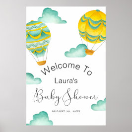 Póster Bienvenidos a Baby Shower a los globos de aire cal