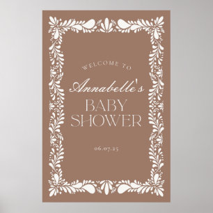 Póster Bienvenidos a Baby Shower a Mocha Brown Talavera F
