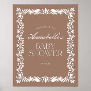 Póster Bienvenidos a Baby Shower a Mocha Brown Talavera F