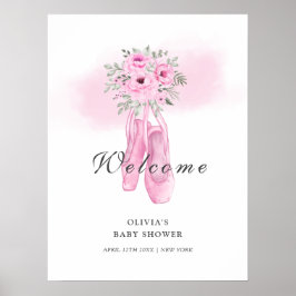 Póster Bienvenidos a Baby Shower a Pink Floral Ballerina