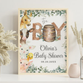Póster Bienvenidos a Baby Shower a Rustic Greenery Farm A