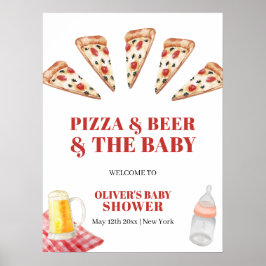 Póster Bienvenidos a Baby Shower a Rustic Modern Pizza Be