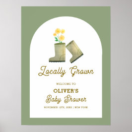 Póster Bienvenidos a Baby Shower a Sage Green Boho Floral