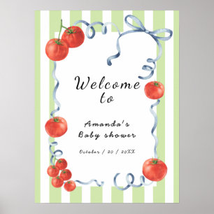 Póster Bienvenidos a Baby Shower a Tomate Acuarela