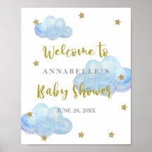 Bienvenidos a Baby Shower a Twinkle Star Blue Clou