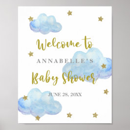 Póster Bienvenidos a Baby Shower a Twinkle Star Blue Clou