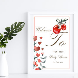 Póster Bienvenidos a Baby Shower a Watercolor Cherry