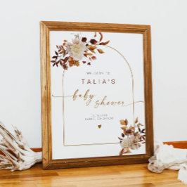 Póster Bienvenidos a Baby Shower al Arco de Terracota Boh