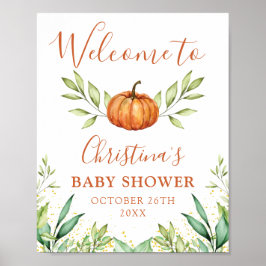 Póster Bienvenidos a Baby Shower al otoño con la piel ver