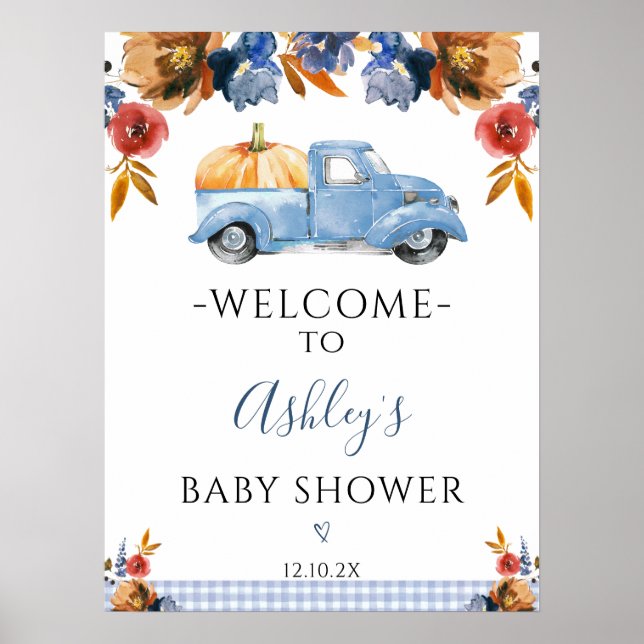 Póster Bienvenidos a Baby Shower al Pequeño Camión de Cal (Frente)
