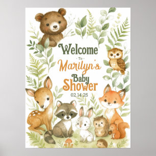 Póster Bienvenidos a Baby Shower Baby Animals