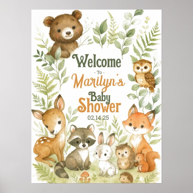 Póster Bienvenidos a Baby Shower Baby Animals (Frente)