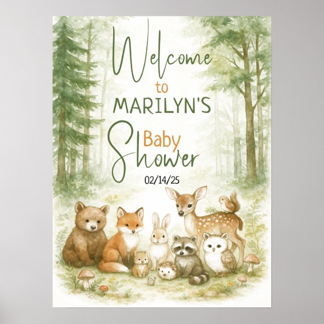 Póster Bienvenidos a Baby Shower Baby Animals (Frente)