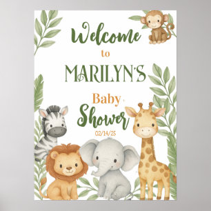 Póster Bienvenidos a Baby Shower Baby Animals