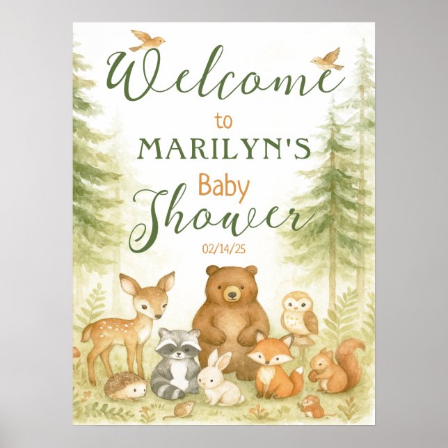 Póster Bienvenidos a Baby Shower Baby Animals (Frente)