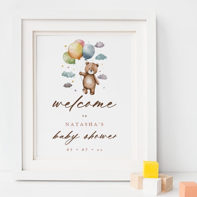 Póster Bienvenidos a Baby Shower Bear y Pastel Balloons (Subido por el creador)