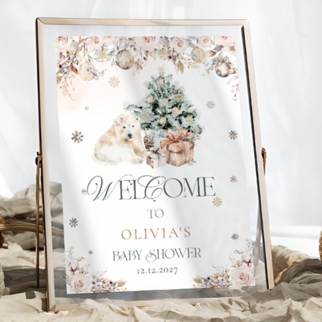 Póster Bienvenidos a Baby Shower: Bebé Rosa Polar oso (Subido por el creador)