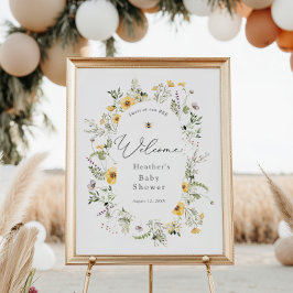 Póster Bienvenidos a Baby Shower Bee and Delicate Wildflo