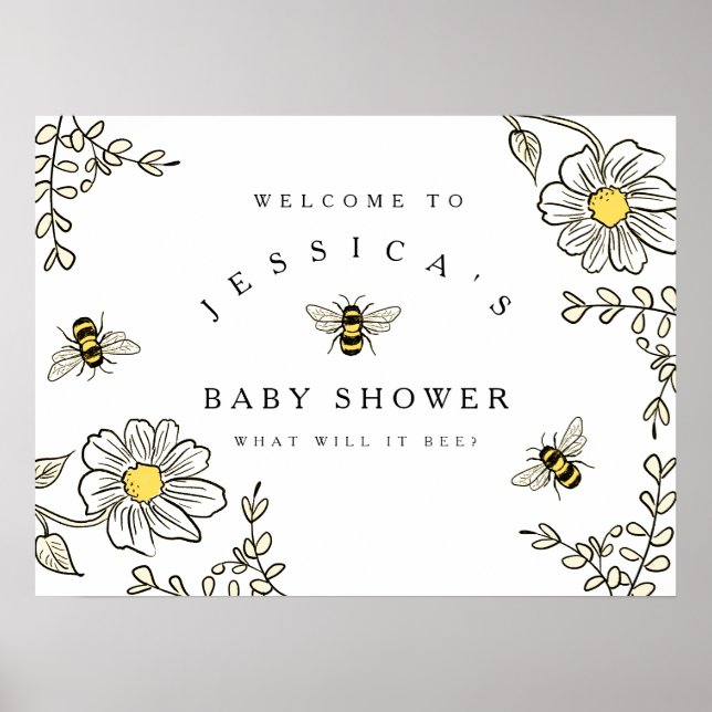 Póster Bienvenidos a Baby Shower Bee Bee Shower (Frente)