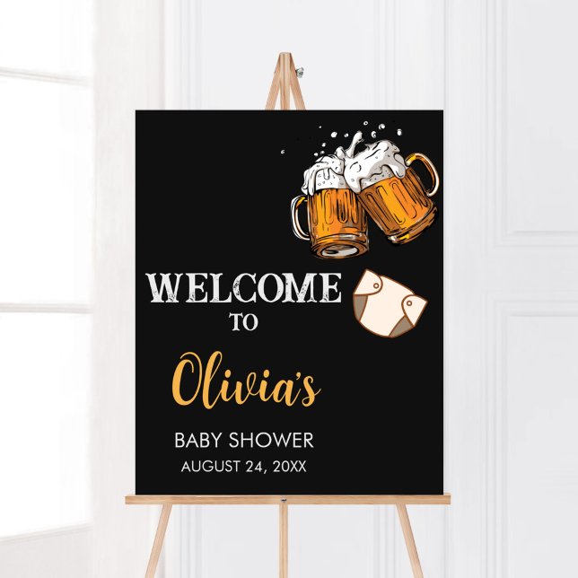 Póster Bienvenidos a Baby Shower Beer and Diapers (Brewing Diaper Party Baby Shower Welcome Sign)