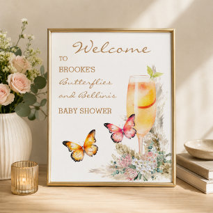 Póster Bienvenidos a Baby Shower Bellini Butterfly