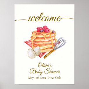 Póster Bienvenidos a Baby Shower Berry Pancake Egg Whisk 