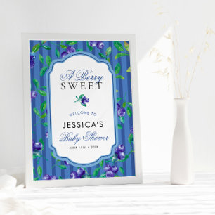 Póster Bienvenidos a Baby Shower Berry Sweet Blueberries