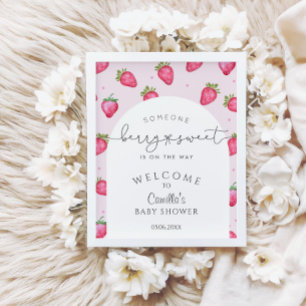 Póster Bienvenidos a Baby Shower Berry Sweet Strawberry
