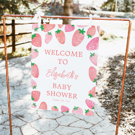 Póster Bienvenidos a Baby Shower Berry Sweet Strawberry