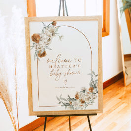 Póster Bienvenidos a Baby Shower BOHEME Terracotta Floral