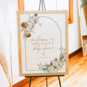 Póster Bienvenidos a Baby Shower BOHEME Terracotta Floral