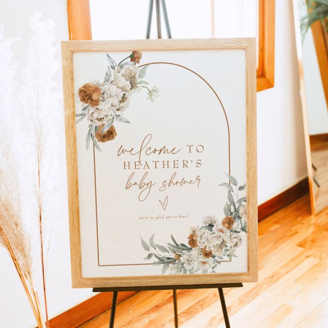 Póster Bienvenidos a Baby Shower BOHEME Terracotta Floral (Subido por el creador)