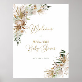 Póster Bienvenidos a Baby Shower Boho/Bohemie Gold