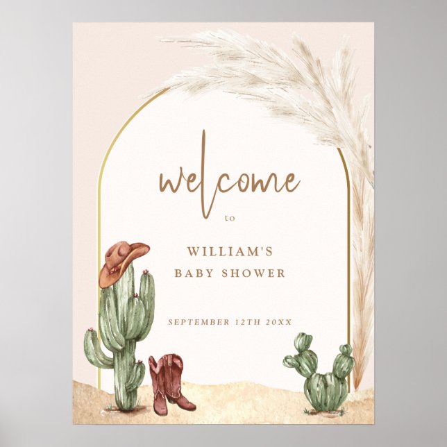 Póster Bienvenidos a Baby Shower Boho Cactus Arch Desert  (Frente)