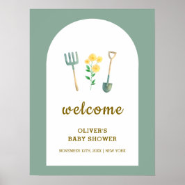 Póster Bienvenidos a Baby Shower Boho Gardening, un lugar