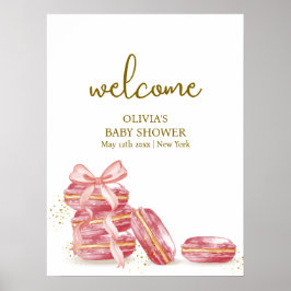 Póster Bienvenidos a Baby Shower Bow Bonjour Bébé Macaron