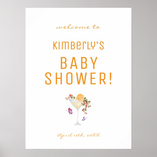 Póster Bienvenidos a Baby Shower Brunch Bubbly Spring Cha (Frente)