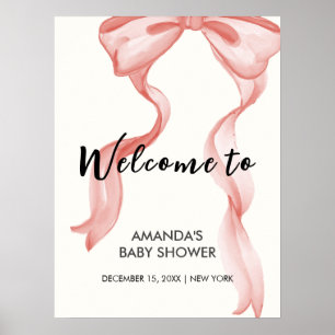 Póster Bienvenidos a Baby Shower, Chica de Bow rosa moder